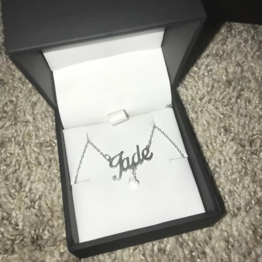 Sterling Silver Personalized necklace “Jade”+heart